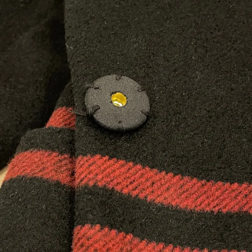 Ann Taylor Wool Blend Plaid Long Coat | Double Breasted Black Gray Red NWOT $300